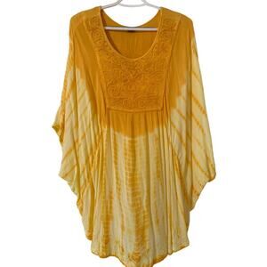 Jackpot, One Size, Embroidered, Bric A Brac Hem Sunset Orange & Yellow Cover Up